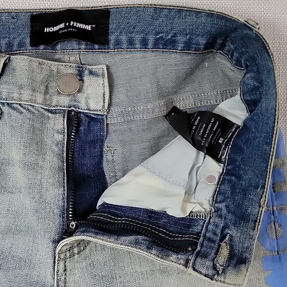 Homme + Femme Men's Trademark Slim Fit Light Blue Denim Jeans 28 - Picture 8 of 13